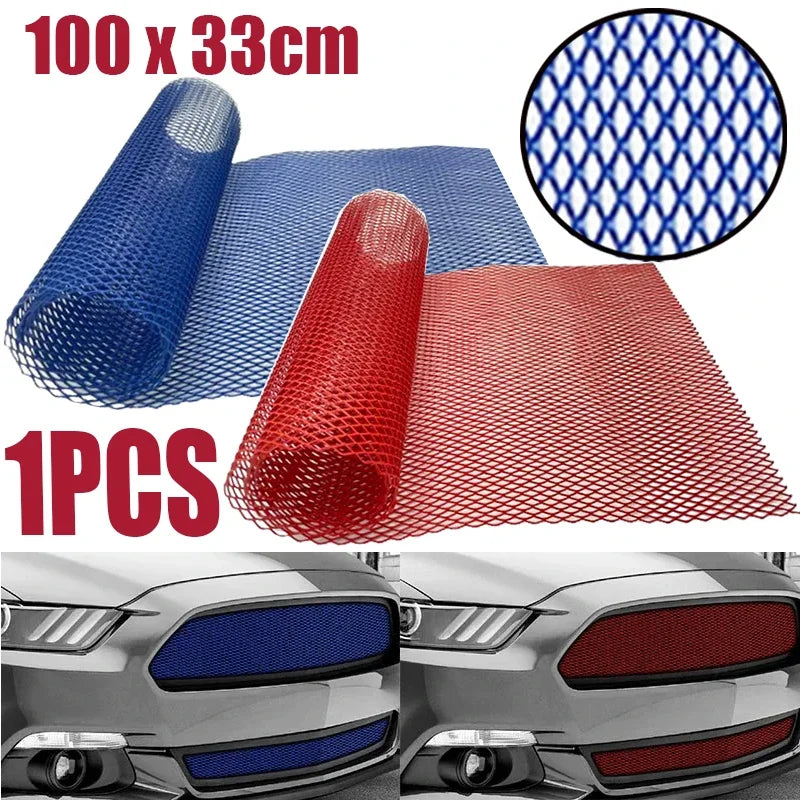 Universal Aluminum Car Grille Mesh 100x33cm | Red/Blue