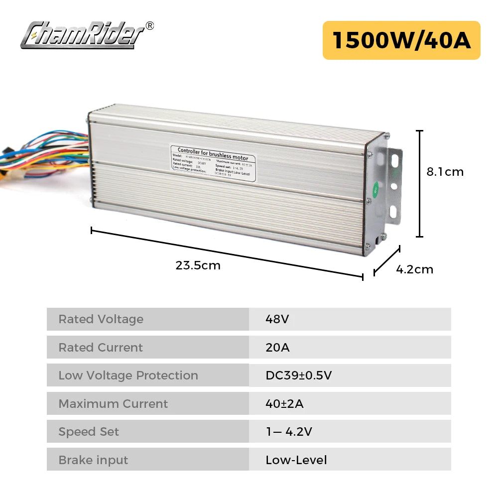 KT Sine Wave E-Bike Controller 36V/48V 250W-1500W, Sensorless Dual Mode