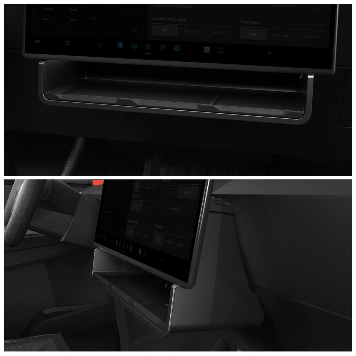 Hidden Storage Tray Under Center Screen for Tesla Cybertruck