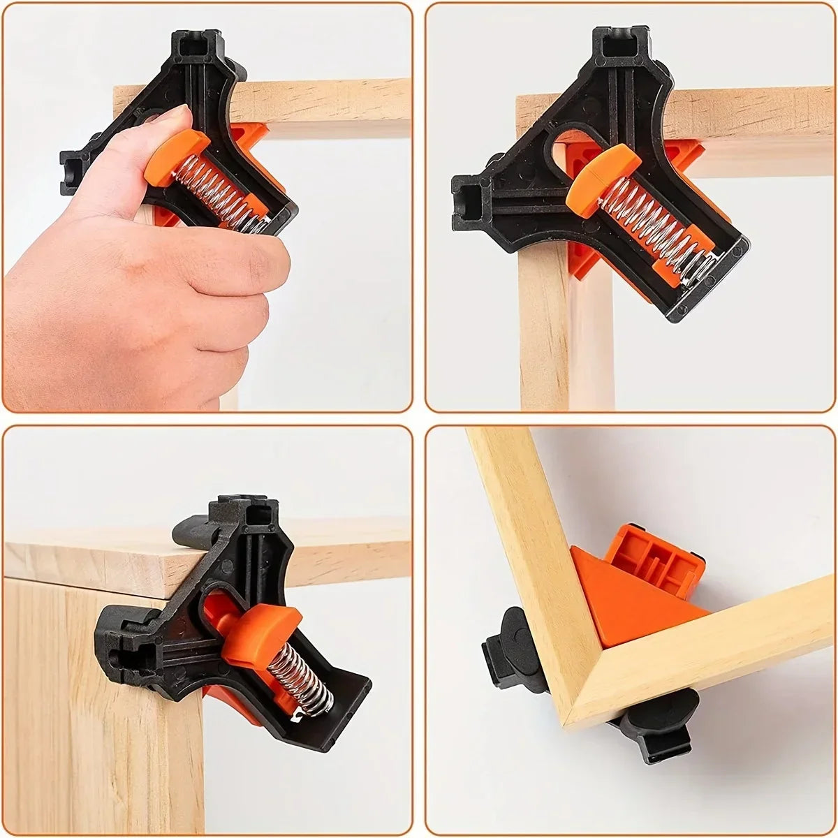 4PCS Right Angle Fixing Clip Woodworking Clamp Adjustable Swing Corner Clamp Corner Clip Fixer for Welding Drilling Cabinets