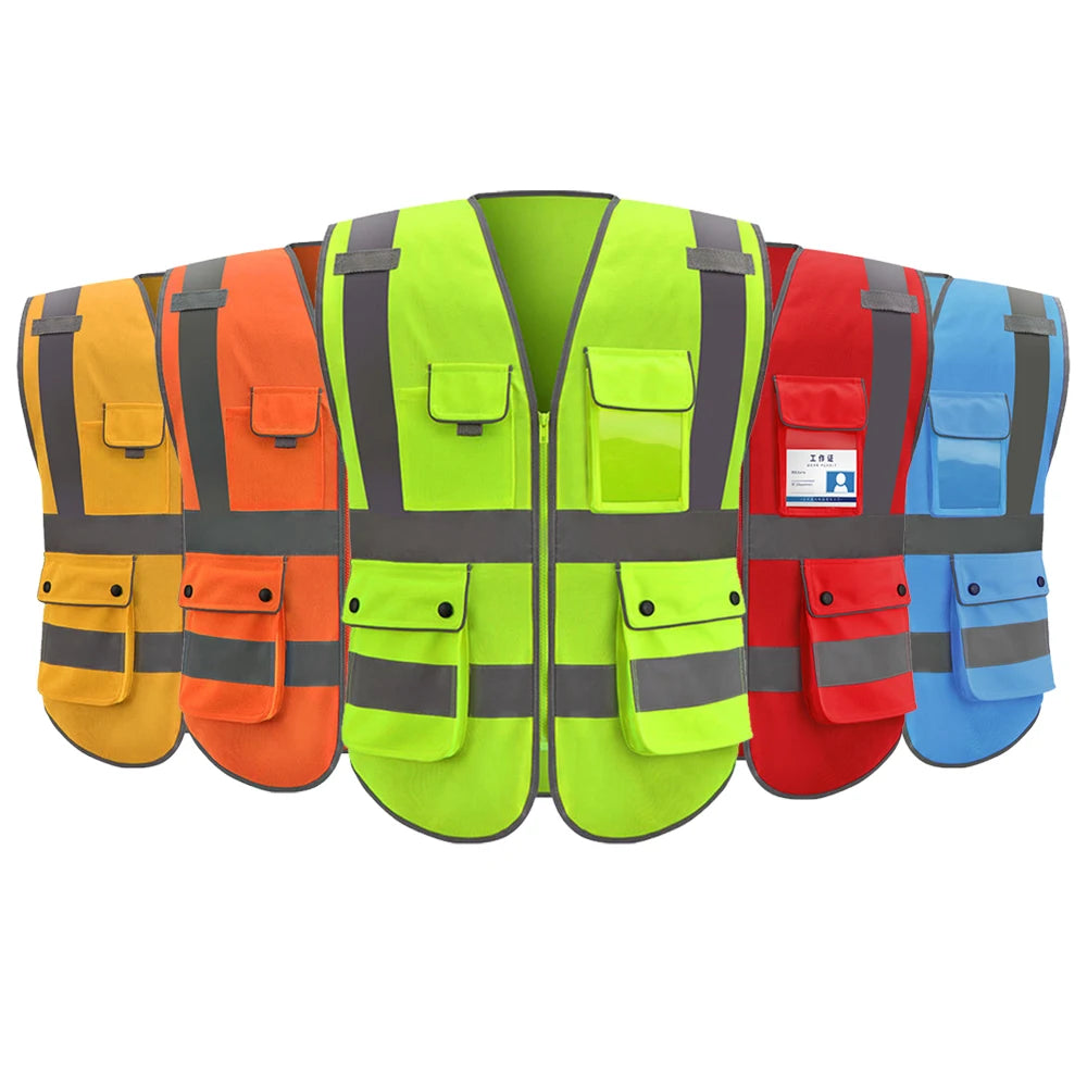 Safety Vest for Construction Site Security Protection Custom Logo Text High Visibility Working Vest Hi Vis Work Wear
