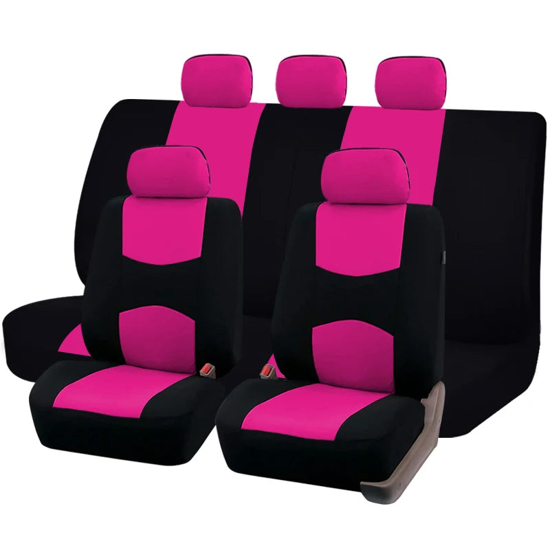 Two-Tone Polyester Car Seat Cover Set for Cars, SUVs and Vans