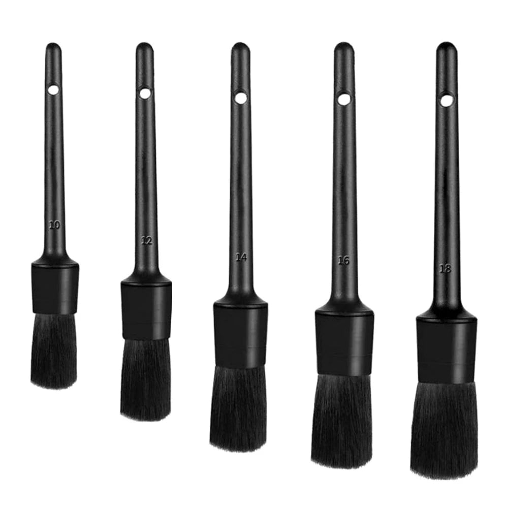 3/5-Piece Boar Hair Car Detailing Brush Set for Interior & Exterior