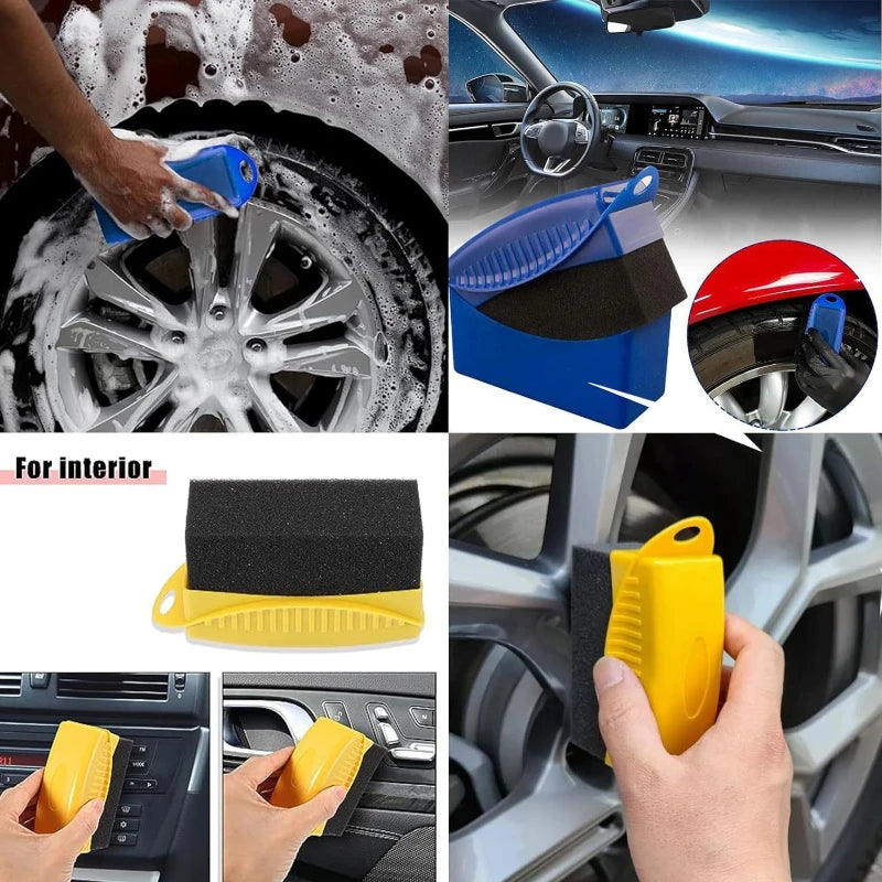 Car Tire Cleaning Brush & Sponge - Wheel & Rim Detailing Tool - image 2
