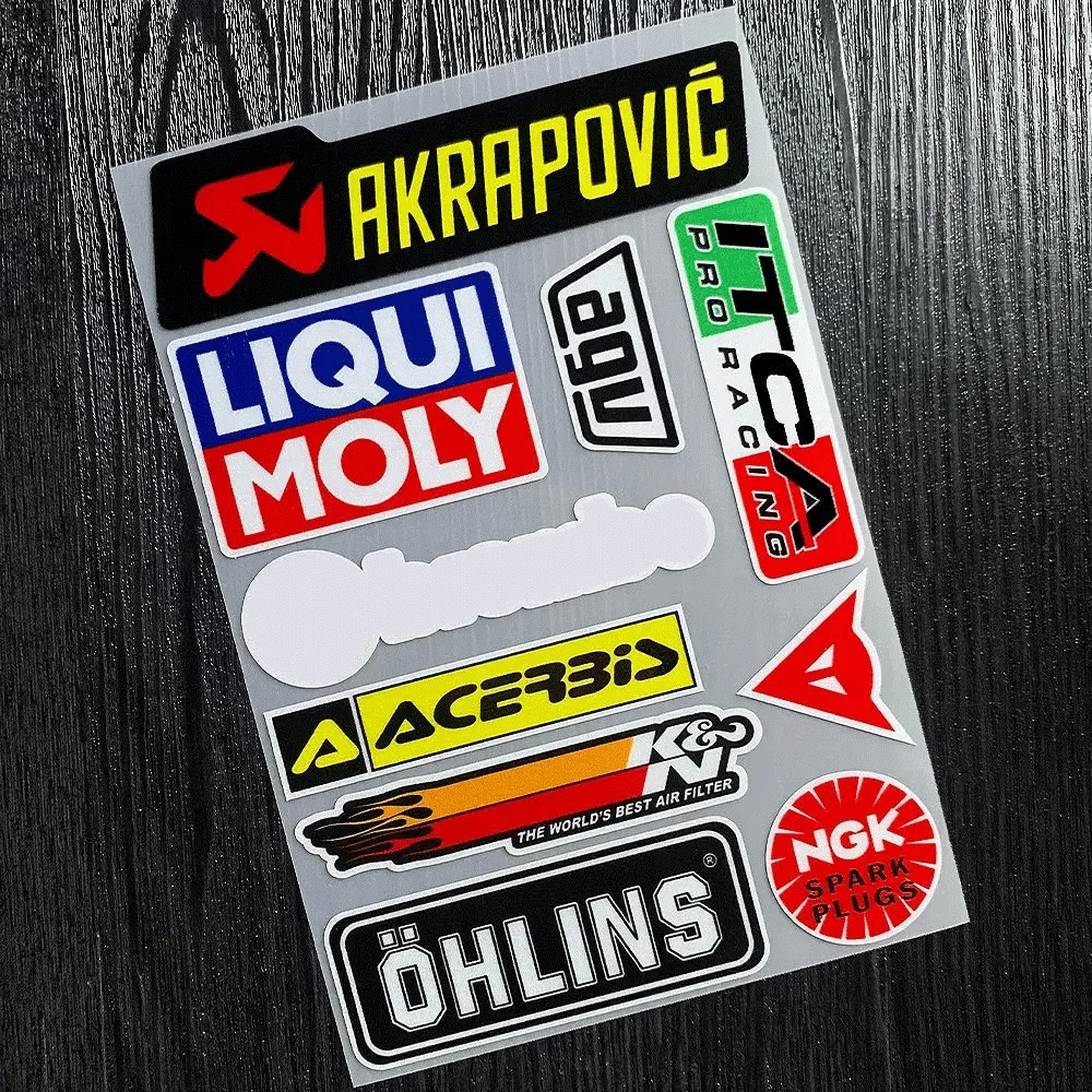 Racing Sponsor-Style Reflective Decal Kit for Car, Motorcycle and Helmet