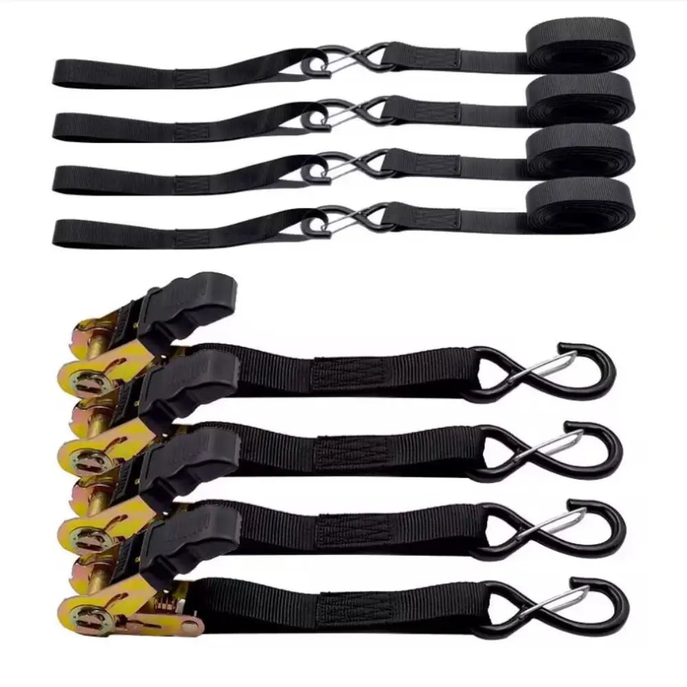 Black Polyester Ratchet Tie Down Straps 25mm Wide Rust-Proof Lashing Straps