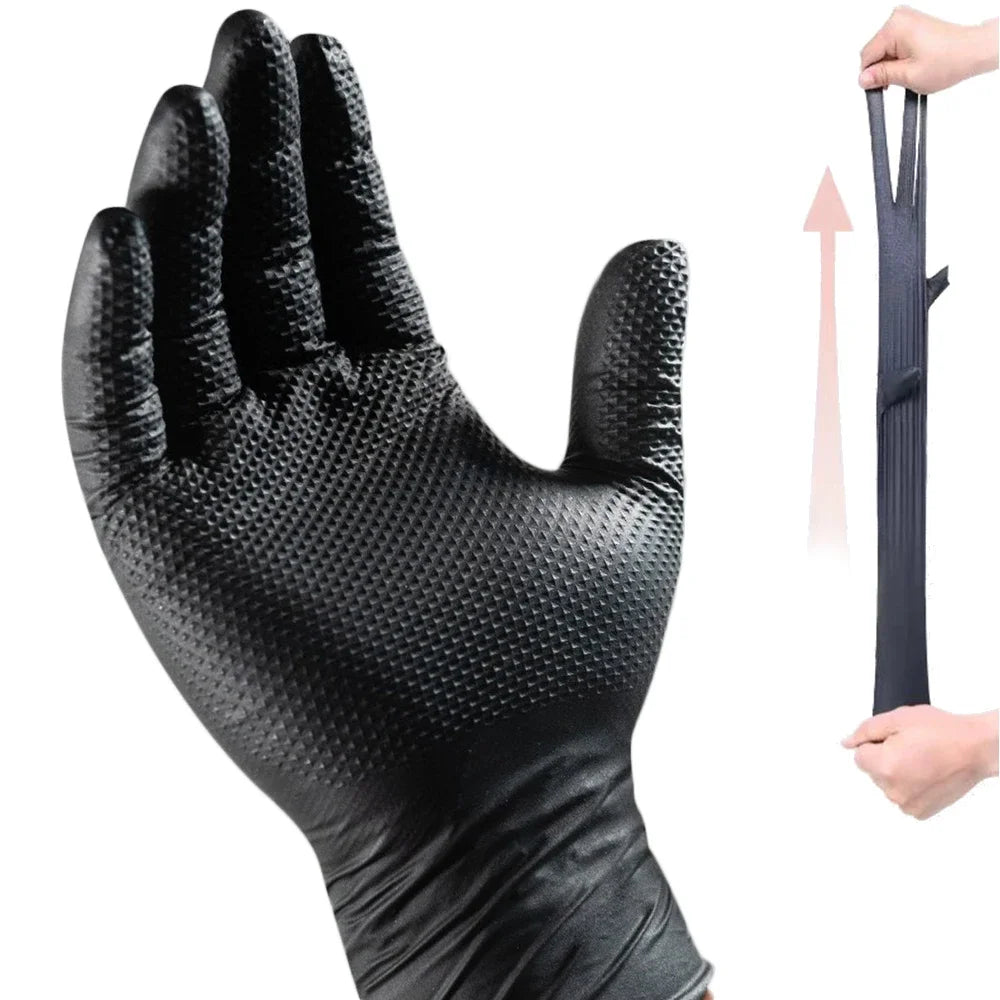 Heavy Duty Disposable Nitrile Gloves, 8Mil Extra Thick, Antislip Grip