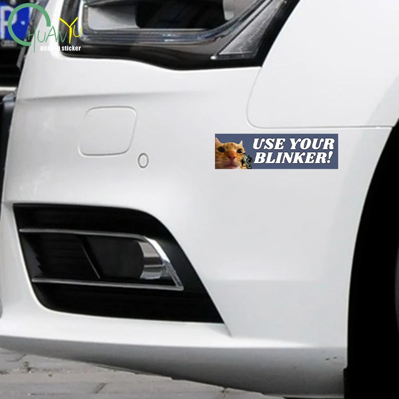 Use Your Blinker Funny Cat Bumper Sticker, Waterproof Vinyl