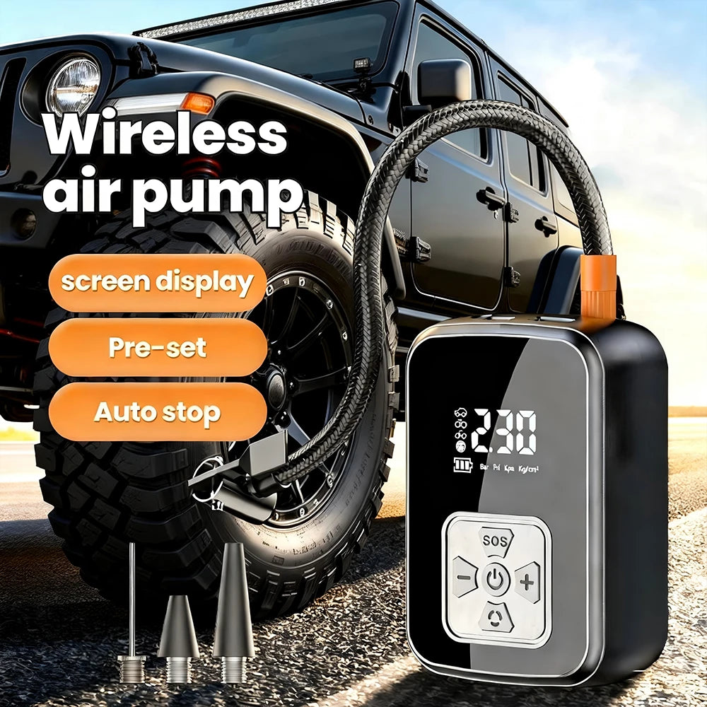 Portable Wireless Tire Inflator for Car, Motorcycle & Bike