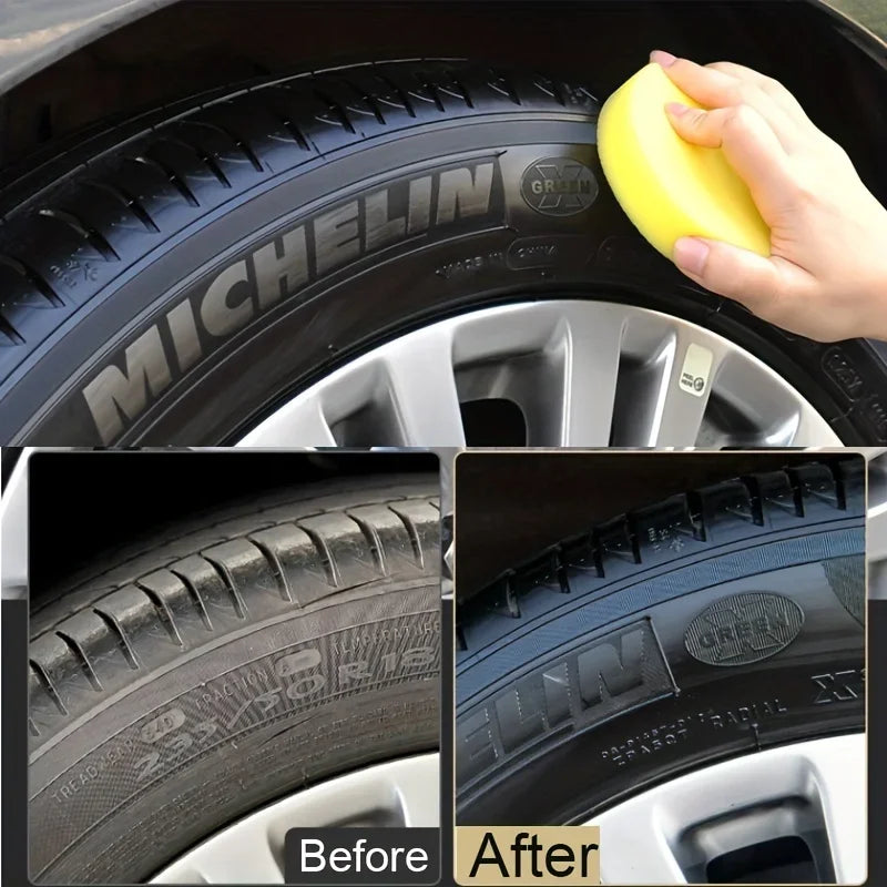 Black Shiny Tire Wax 30g - Durable, Long-Lasting Protection and Repair for All Kinds of Tires - Prevents Cracks and Whitens