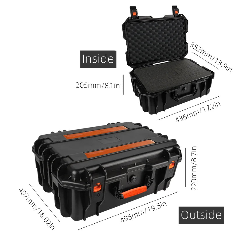 Large ABS Waterproof Hard Carry Case Tool Box on Wheels Safety Instrument Trolley