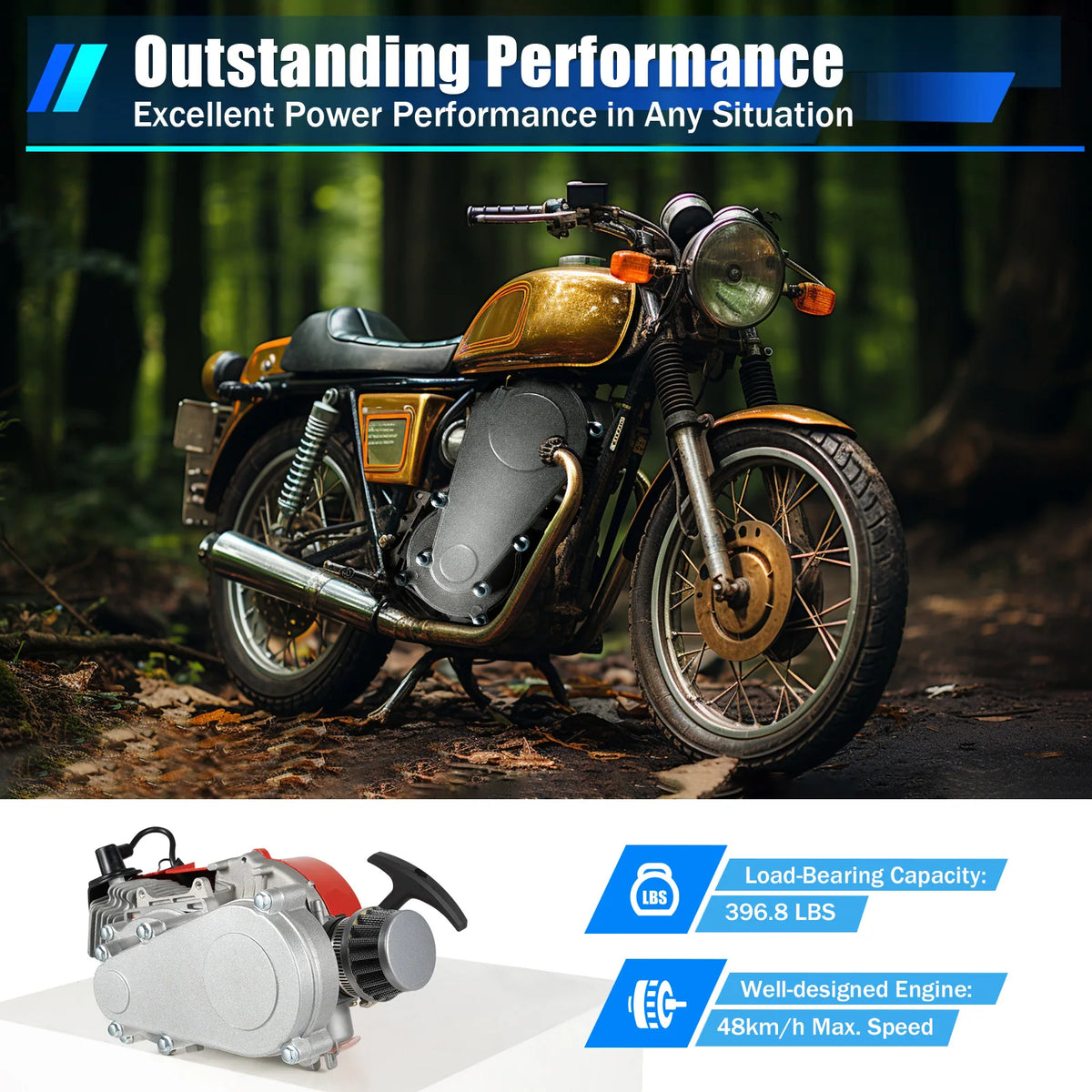 49cc 2-Stroke Engine with CVT Gearbox for Pocket Bikes and Mini ATVs