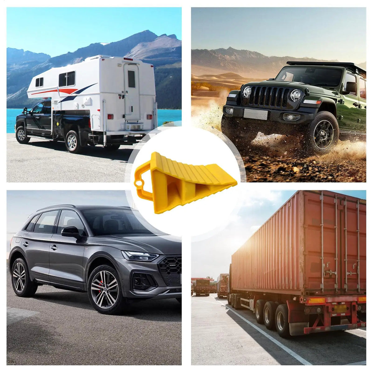 Car Multipurpose Anti-Slip Wheel Chock Portable Wear-Resistant Tire Stopper for Trucks