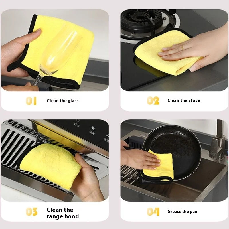 Absorbent Microfiber Car Cleaning Towel with Hemmed Edge