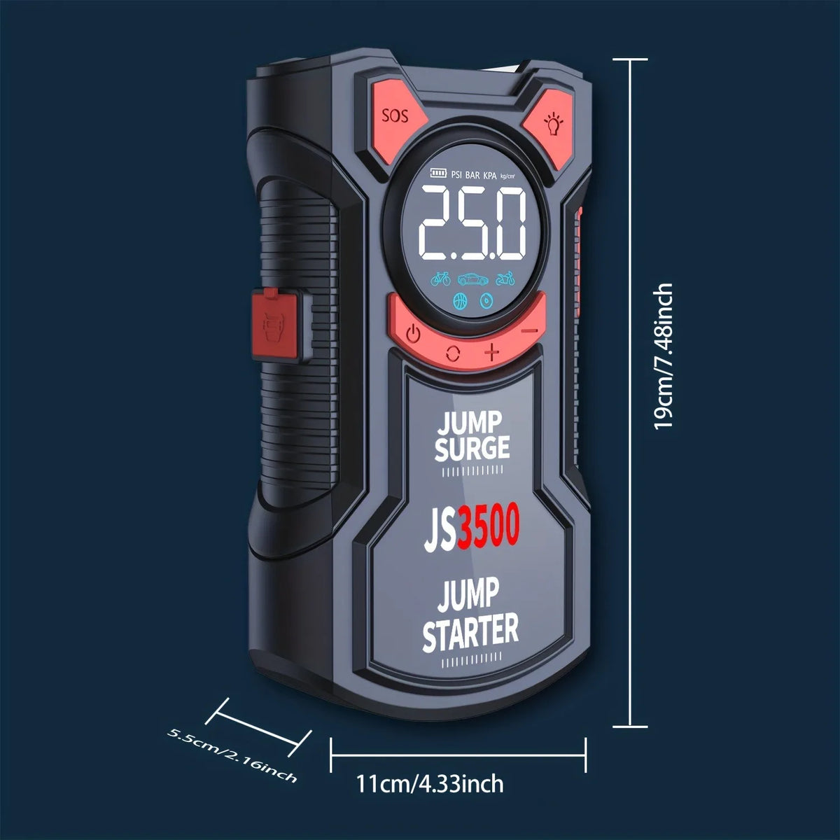 5-in-1 Jump Starter with Air Pump and Tire Inflator