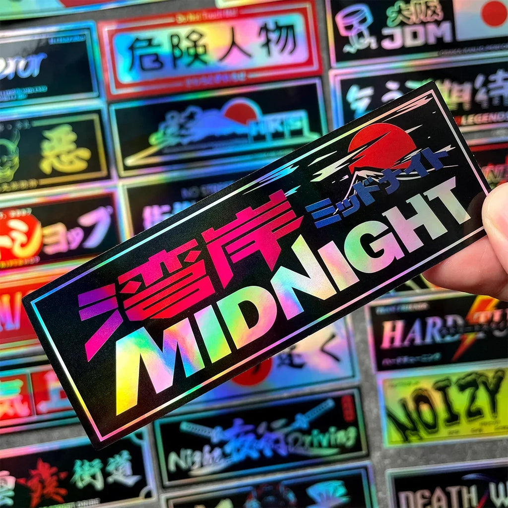 JDM Samurai Laser Rainbow Stickers for Car Window and Motorcycle Helmet