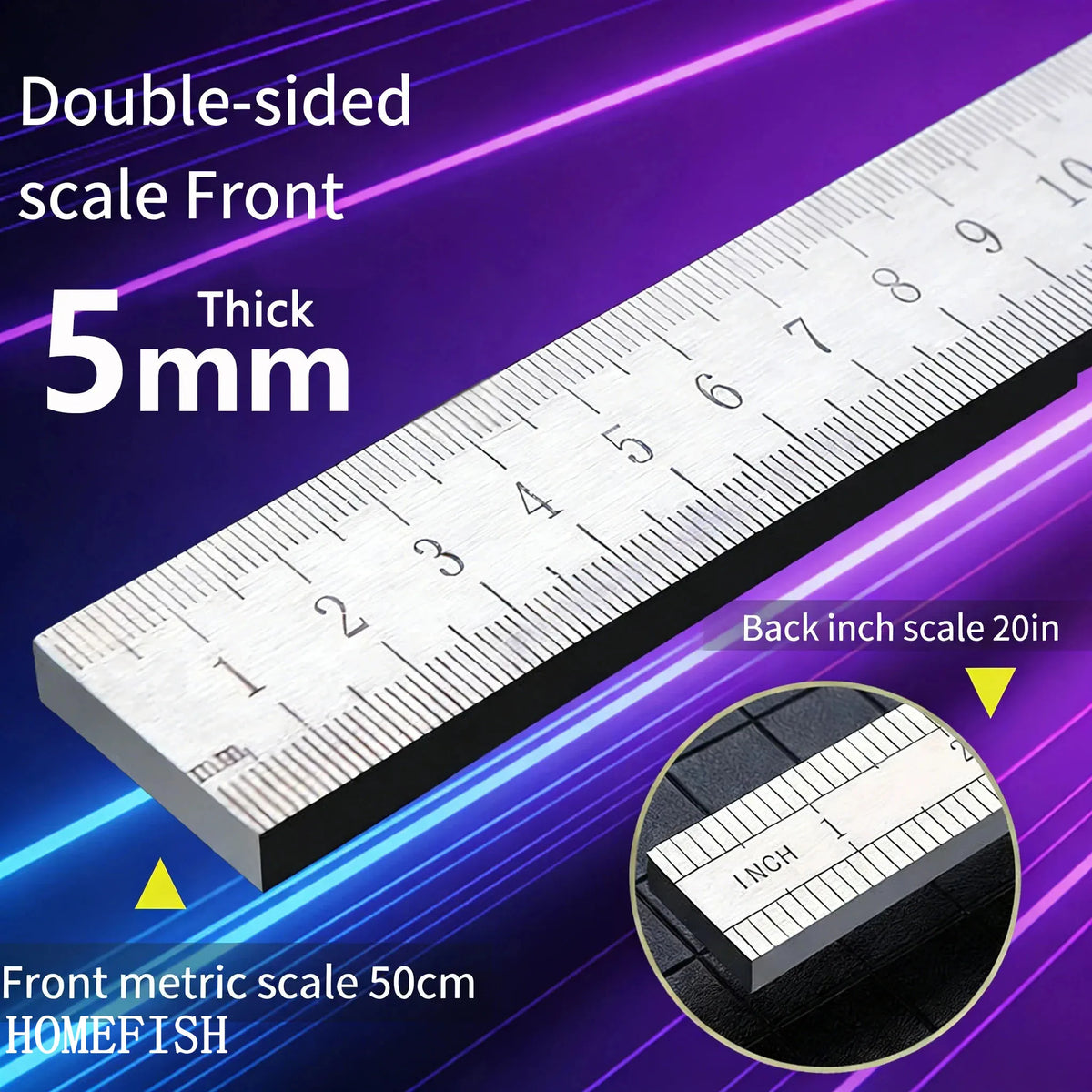 Tempered 5mm Stainless Steel Ruler – Multi-Purpose Scale