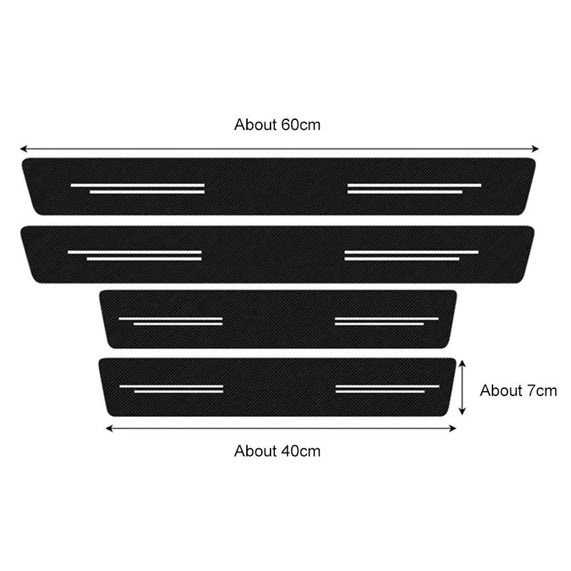 Universal Carbon Fiber Pattern Door Threshold Protector Strips