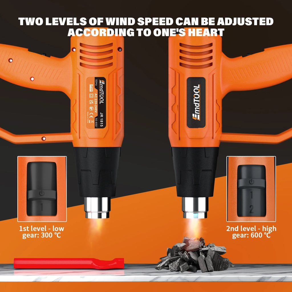 2000W Heavy Duty Heat Gun, 140-1112°F Variable Temperature with 4 Nozzles for DIY and Welding
