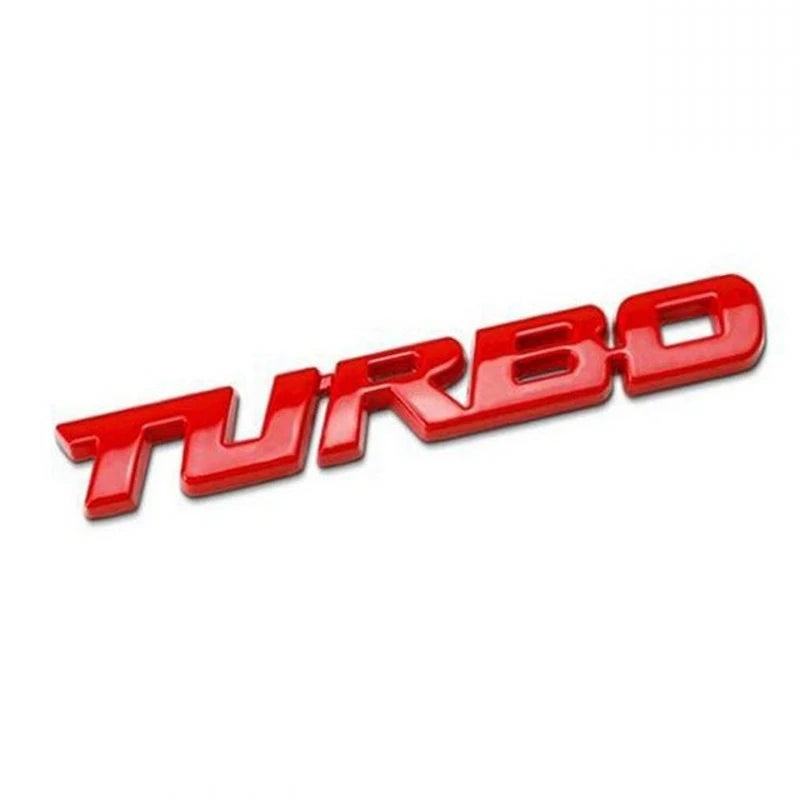 TURBO 3D Metal Lettering Car Sticker, Black, Red or Silver