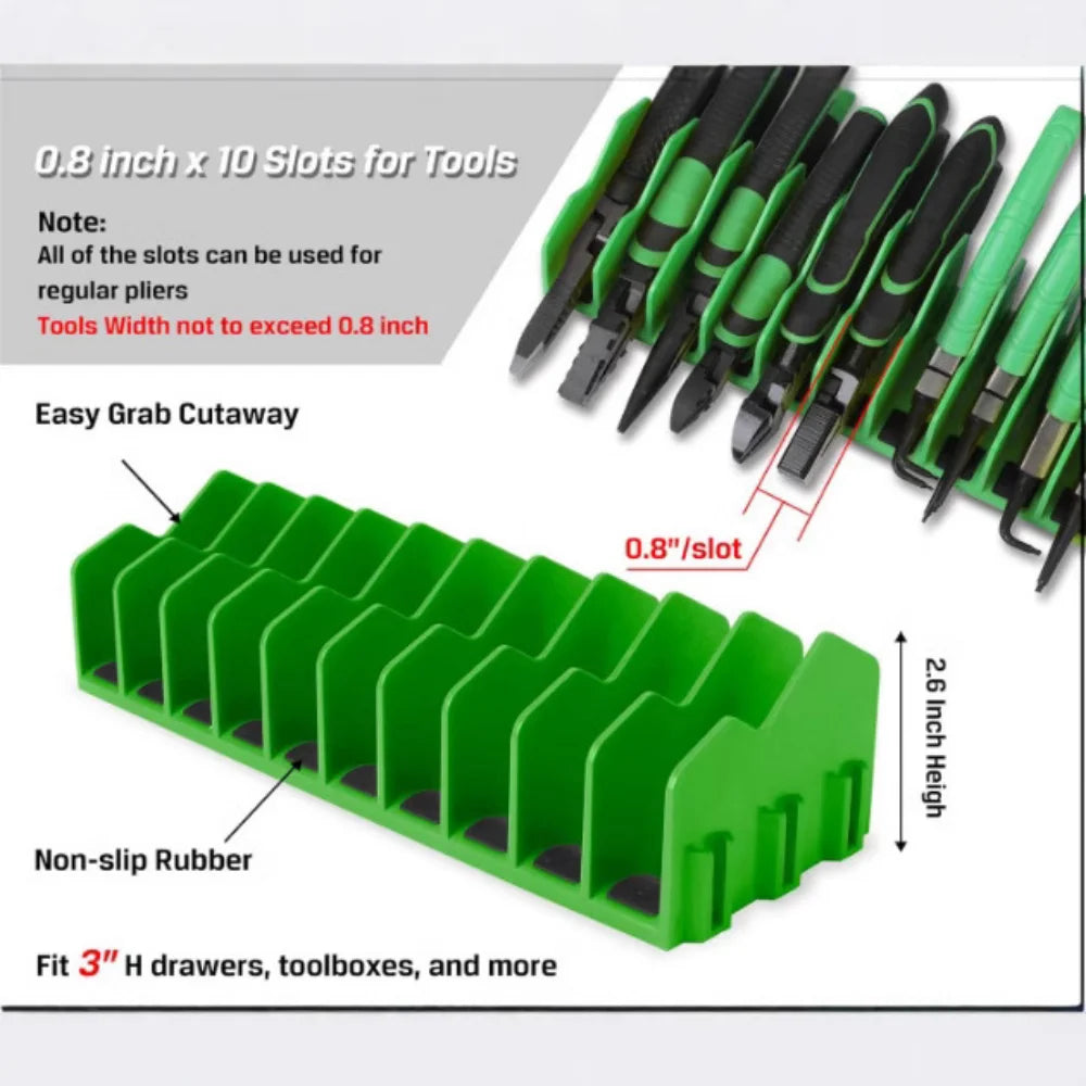 Space Saving Drawer Pliers Rack Sturdy Tool Organizer Holds Up to Ten Pliers