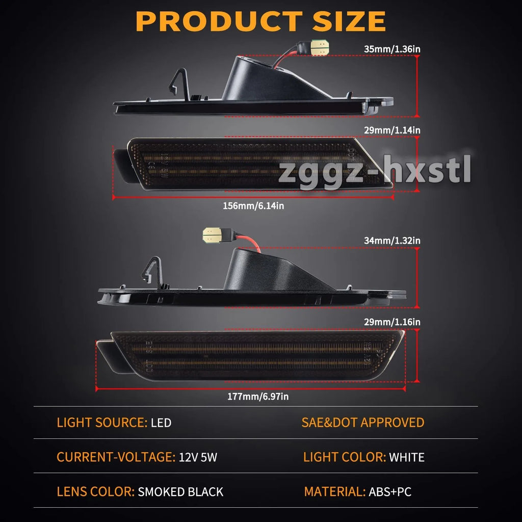 LED Side Marker Lights for 2010-2015 Chevrolet Camaro - Smoke Lens - image 5
