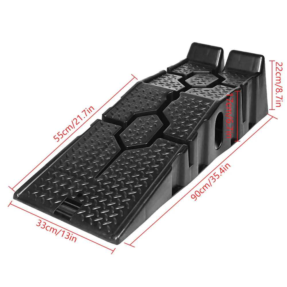 2pc Black Heavy Duty Car Ramps 90cm Long Antiskid Working Ramp Auto Oil Changing Repair Maintenance Jack Lift Tools