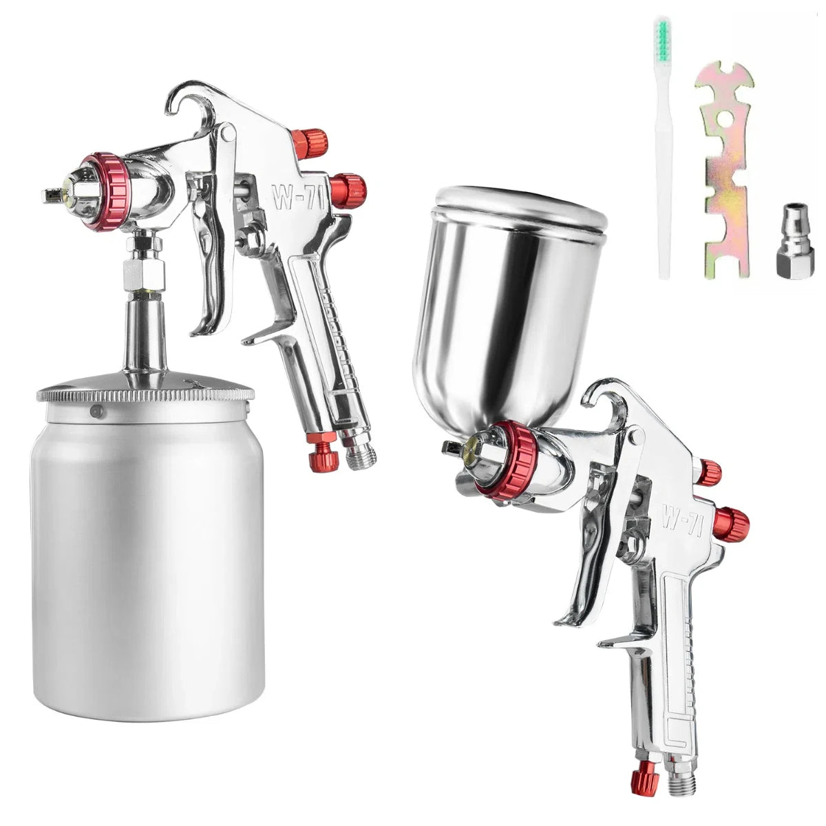 W-71 Pneumatic Paint Spray Gun 1.0/1.3/1.5/1.8mm, 400/600ml Paint Spray Gun Tool Paint Auto Aerograph Tool, Gravity/Siphon