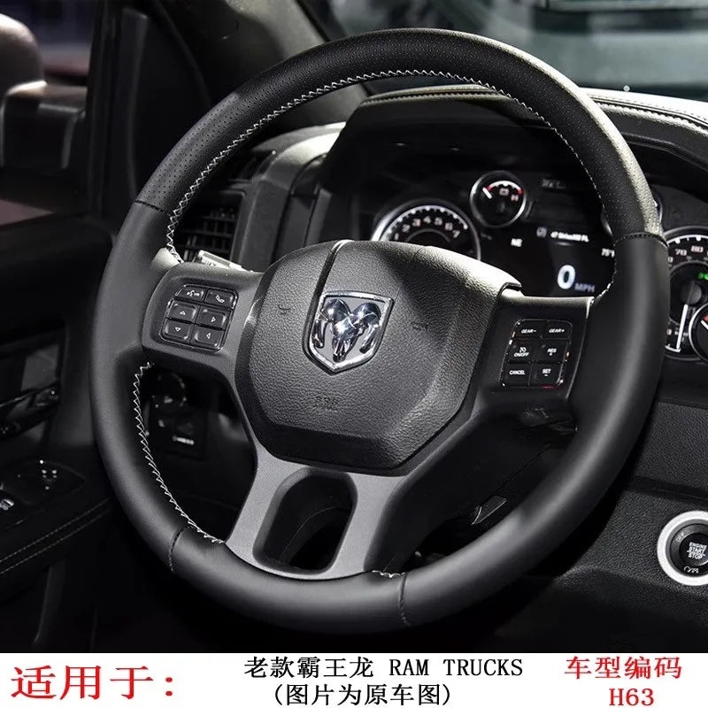 Genuine Leather Steering Wheel Cover for Dodge RAM Trucks - image 8