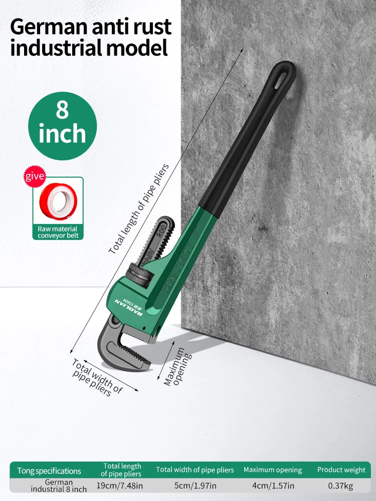 Heavy Duty Carbon Steel Straight Pipe Wrench Adjustable Plumbing Hand Tool 8' 10' 12' 14' 18' Universal Industrial Pipe Plier