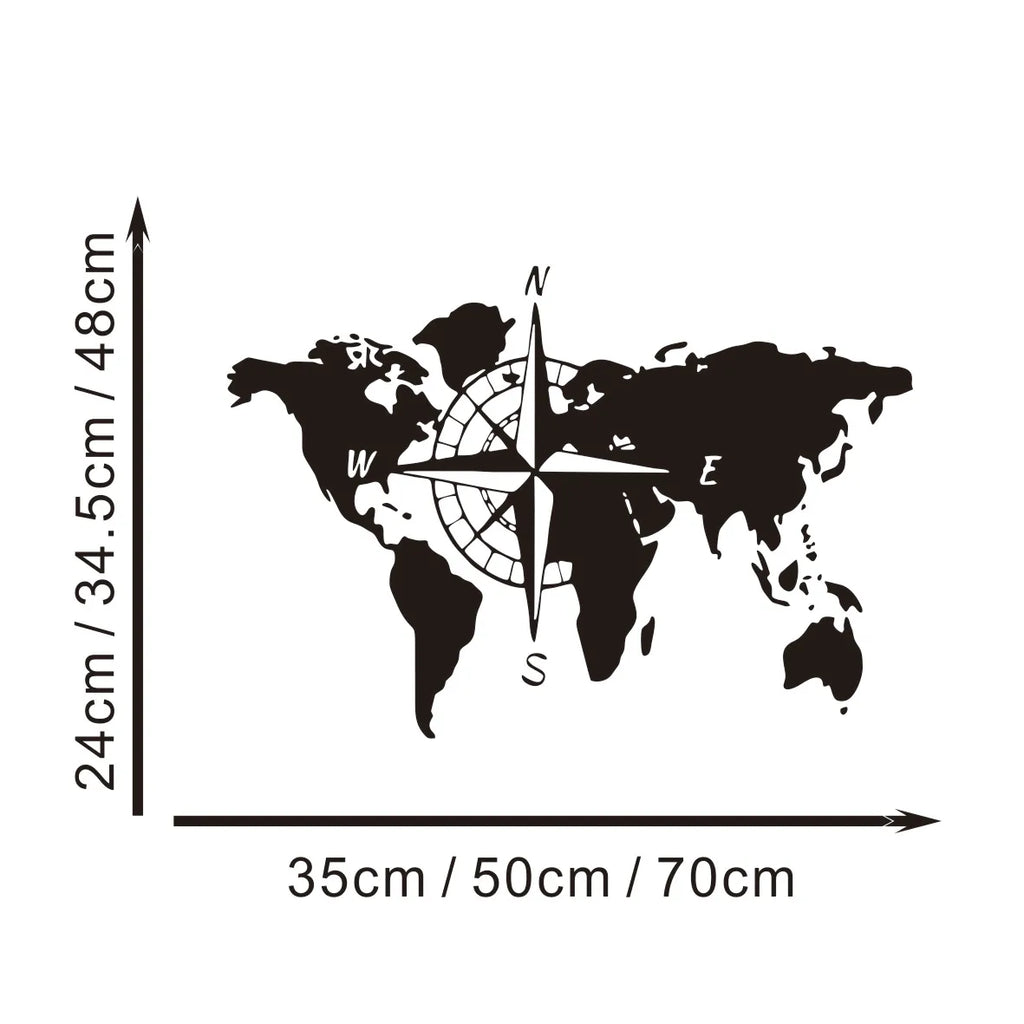World Map Compass Vinyl Decal for Campers, RVs and Trucks