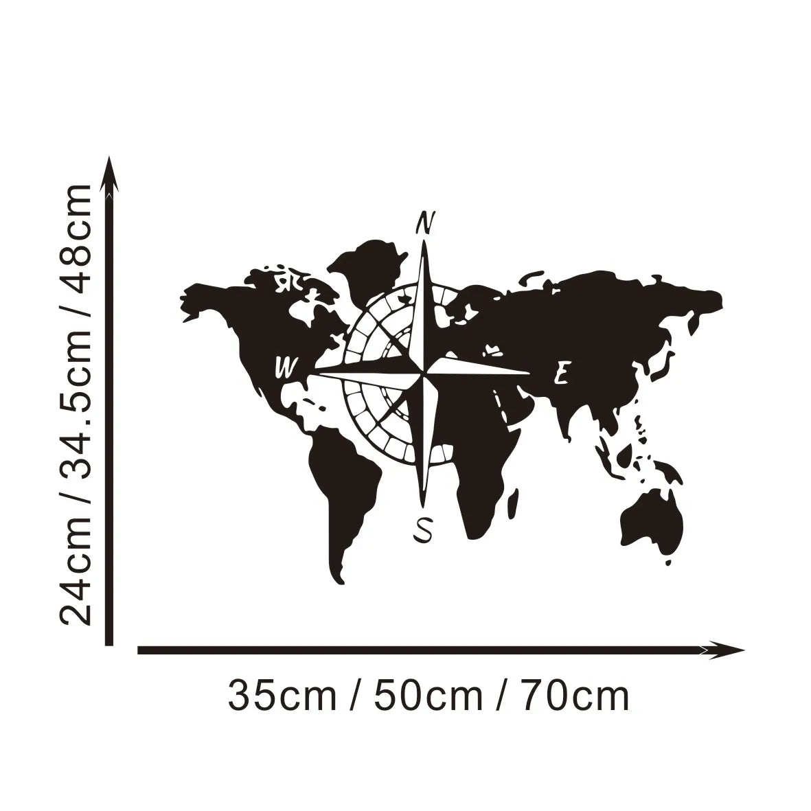 World Map Compass Vinyl Decal for Campers, RVs and Trucks