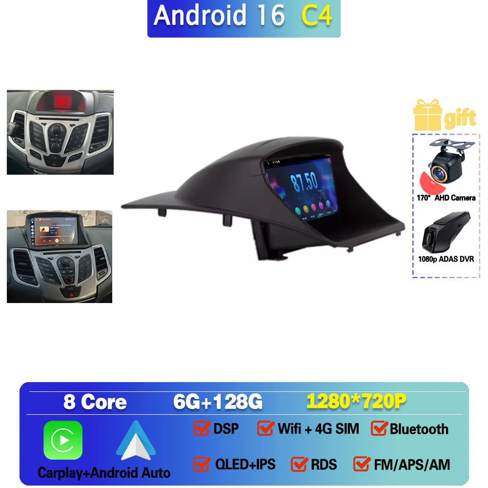 Ford Fiesta Mk6 9 Inch Android 16 CarPlay GPS Head Unit - image 10