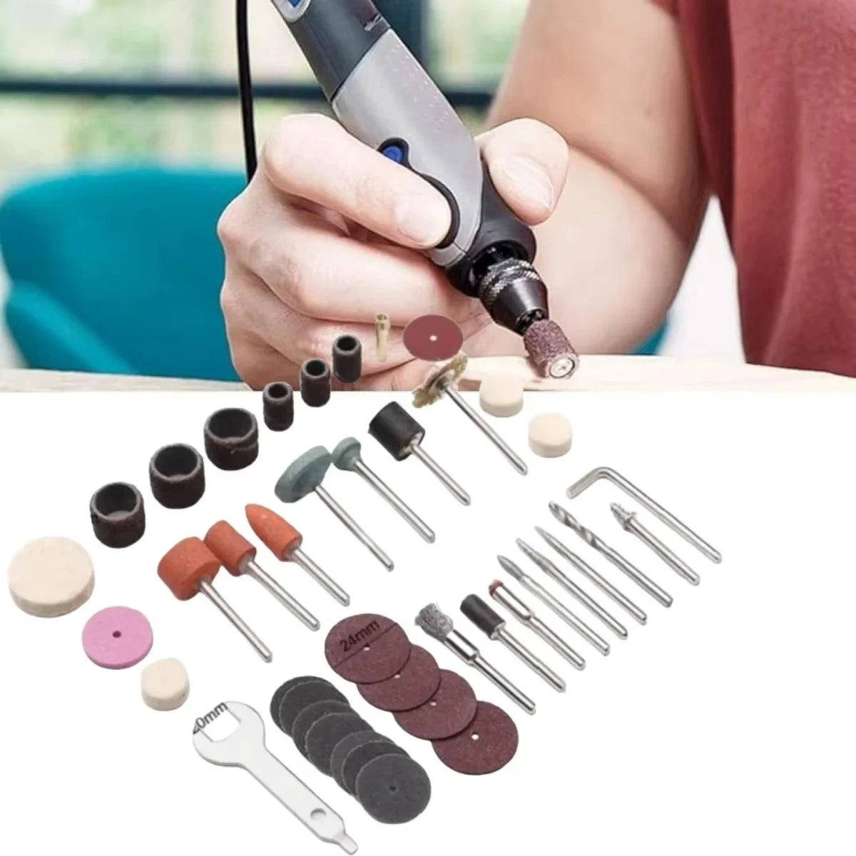 40pcs Mini Electric Drill Multi Rotary Tool Accessories Grinding Polishing Kits Grinder Head For Sanding Grinding Polishing