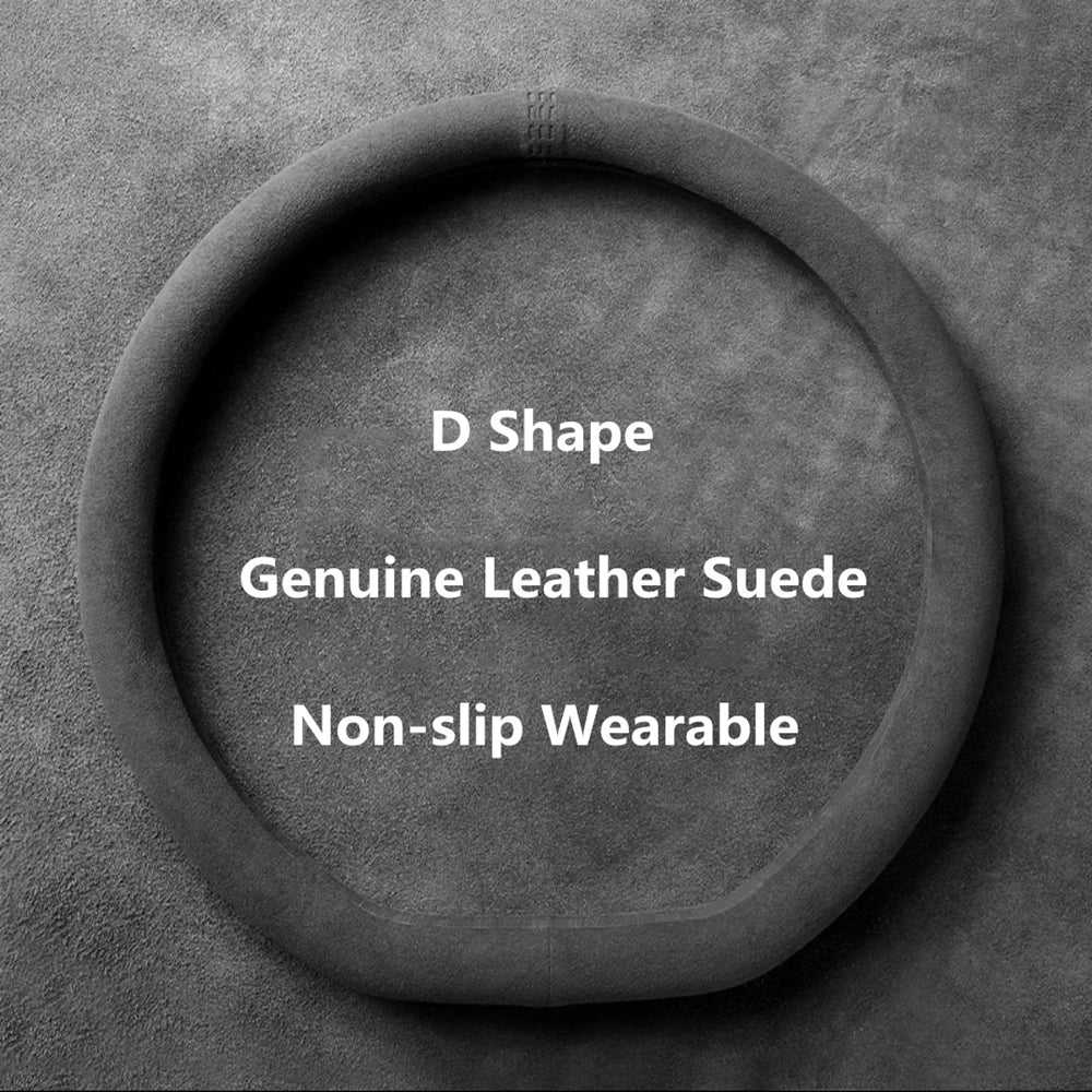 Suede Steering Wheel Cover, 37-38cm, D or O Shape