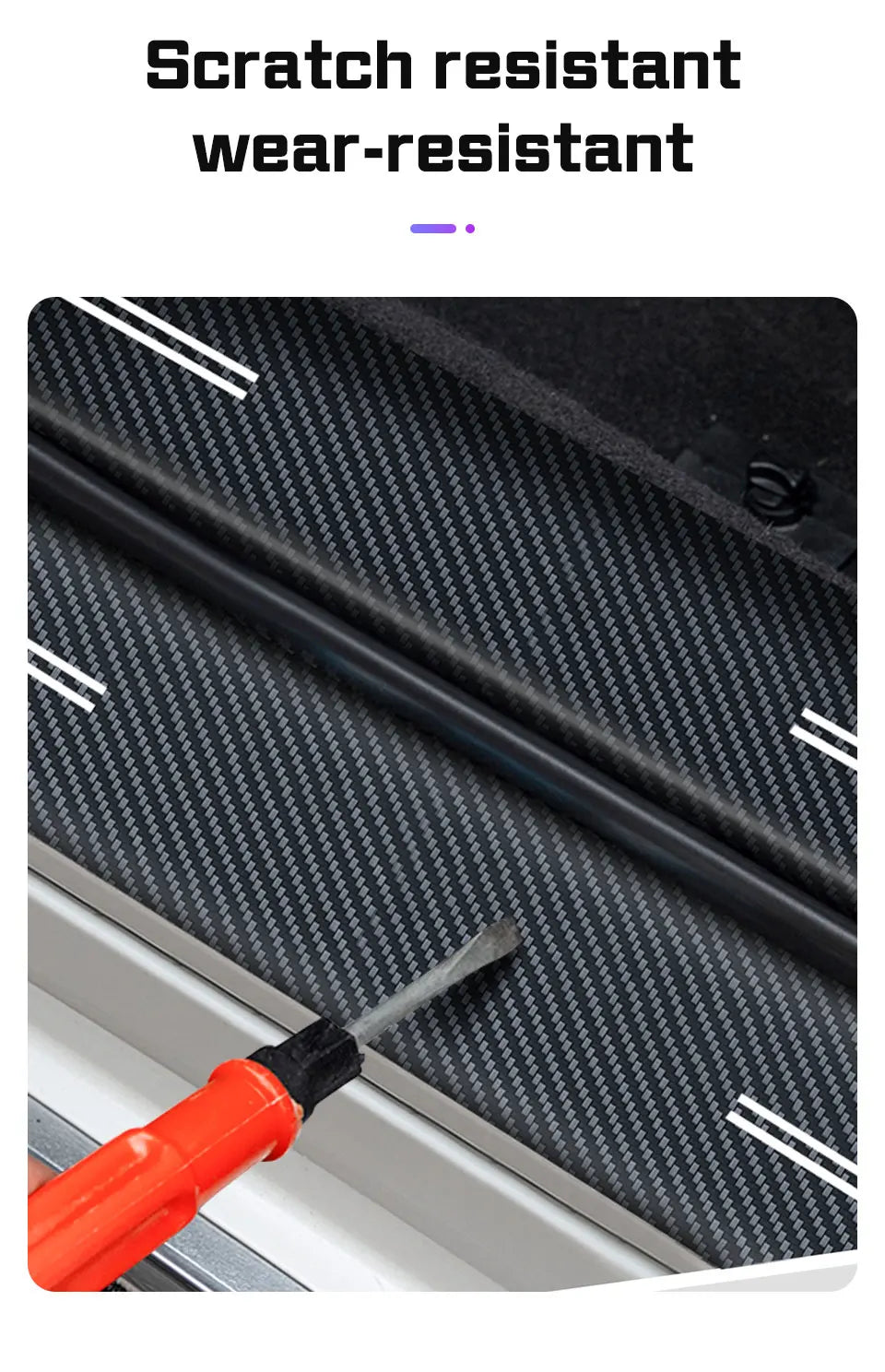 Universal Carbon Fiber Pattern Door Threshold Protector Strips