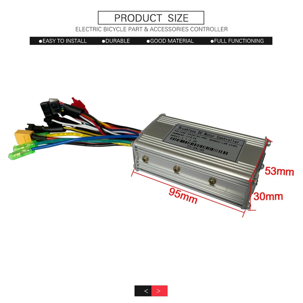 Electric Bike Controller 24V 36V 48V E-Bike Hall Controller 250W 350W 17A Controller Three Mode