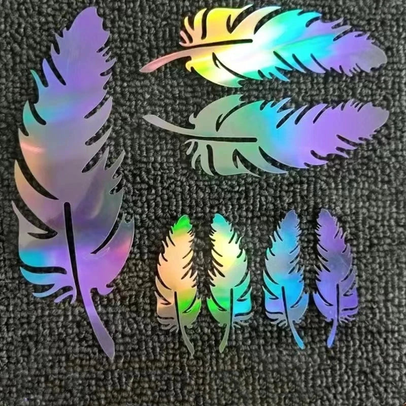 Reflective Feather and Leaf Car Stickers, Scratch Cover Decals