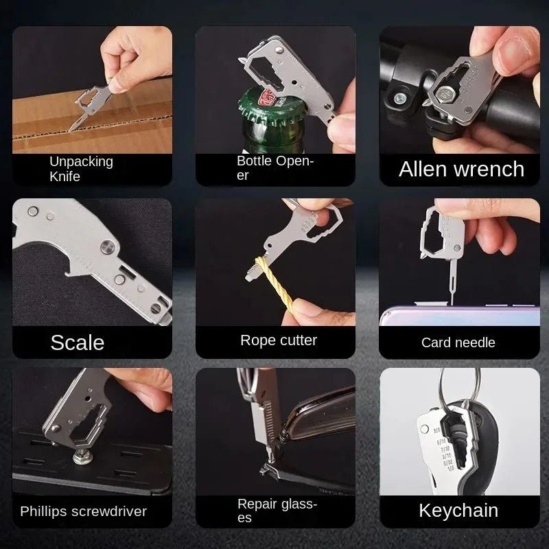 Keychain Multi-Tool Card - 16 in 1 Stainless Steel Pocket Tool - image 2