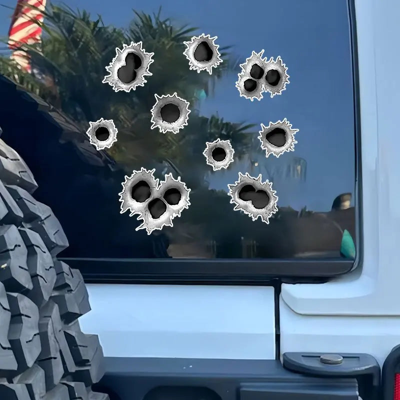 Realistic Bullet Hole Vinyl Decals for Motorcycle Tank, Helmet and Car - view 6