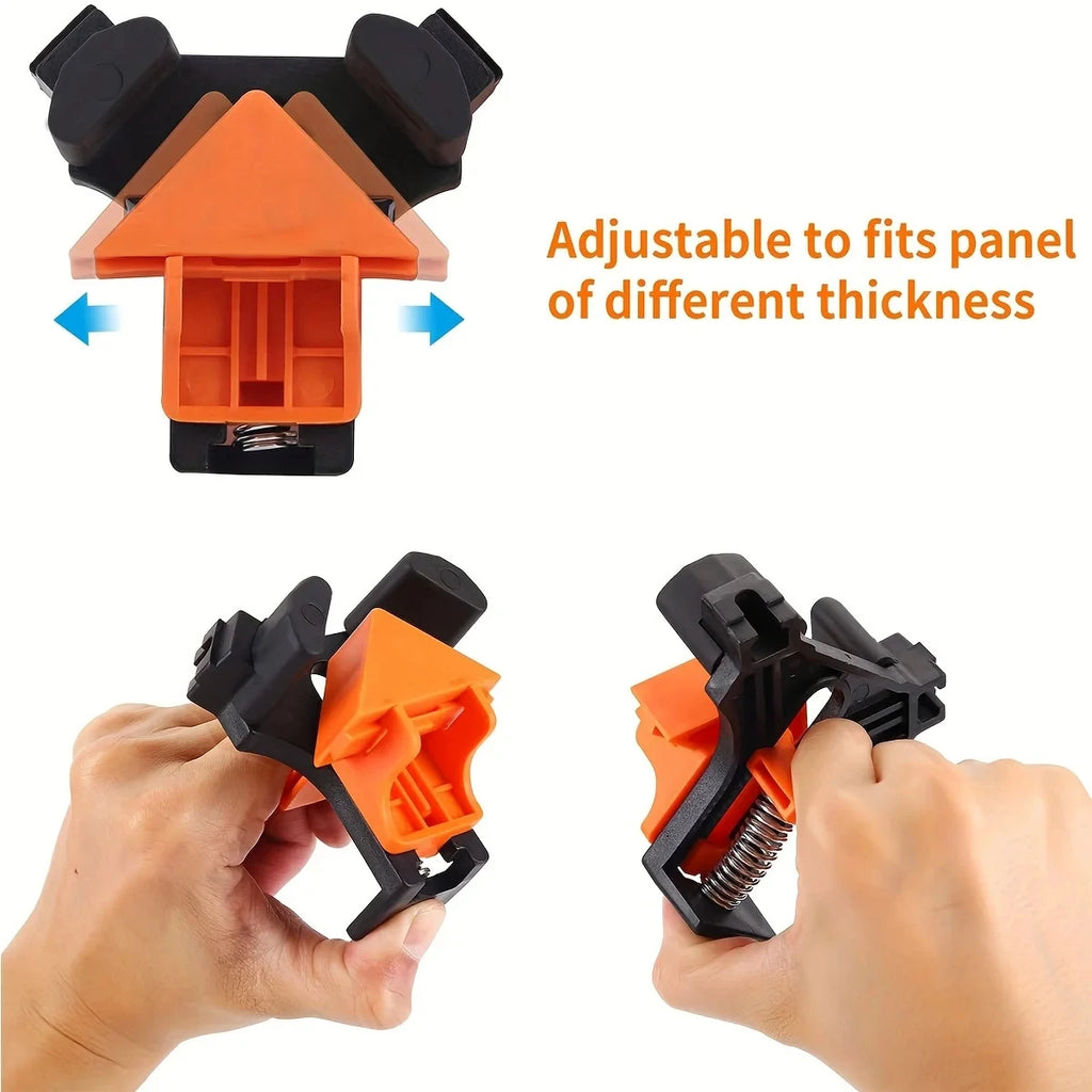 4PCS Right Angle Fixing Clip Woodworking Clamp Adjustable Swing Corner Clamp Corner Clip Fixer for Welding Drilling Cabinets