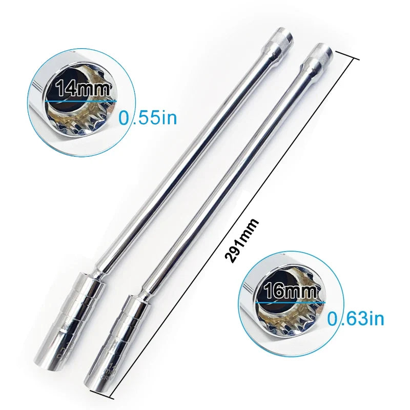 Spark Plug Socket Key Magnetic Tool Wrench Swivel Long Extension Install Replace Repair Kit Torque Remove Gap 14mm 16mm Auto Car