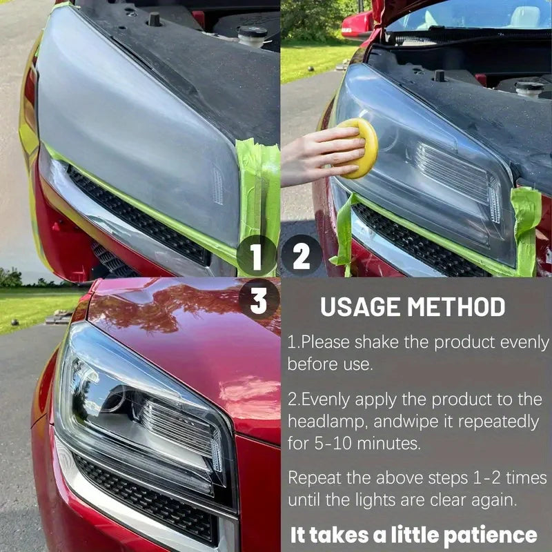 Car Headlight Restoration Kit - Renew Yellow Hues, Scratch & Blur Repair, Restore Brightnes to Both Front & Rear Headlamp Polish