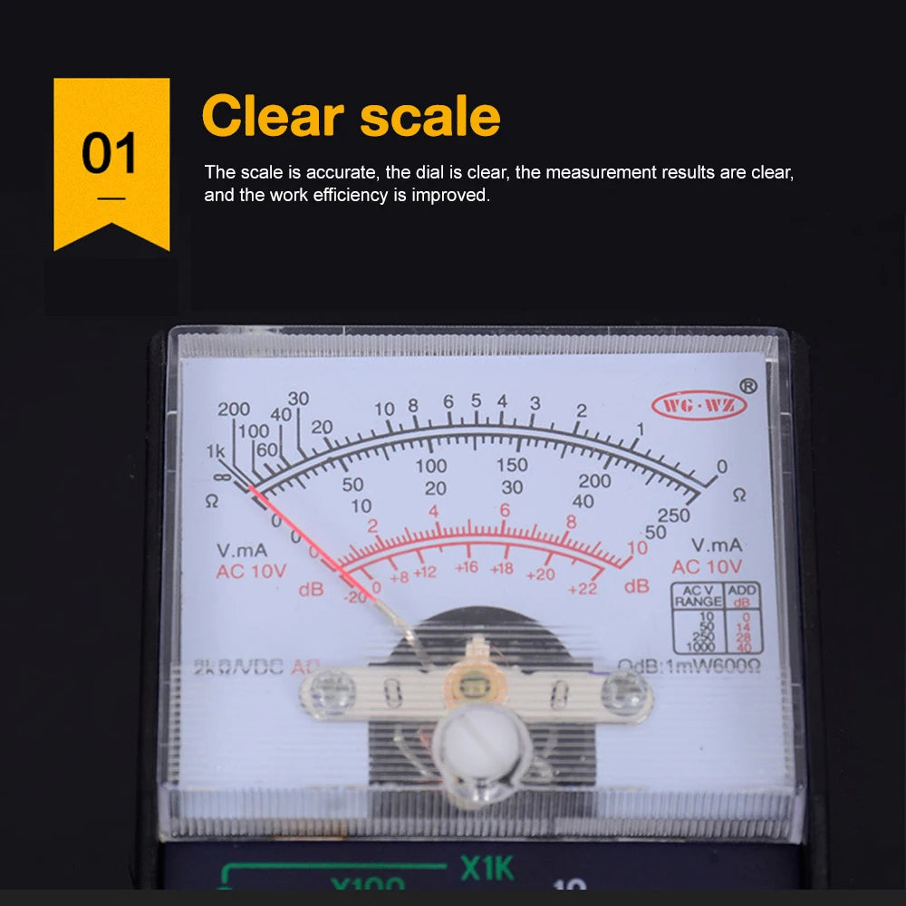 Mini Analog Multimeter Tool AC/DC 1000V Voltmeter 250mA Ammeter 1K Resistance Meter Handheld Pointer Voltage Multimeter