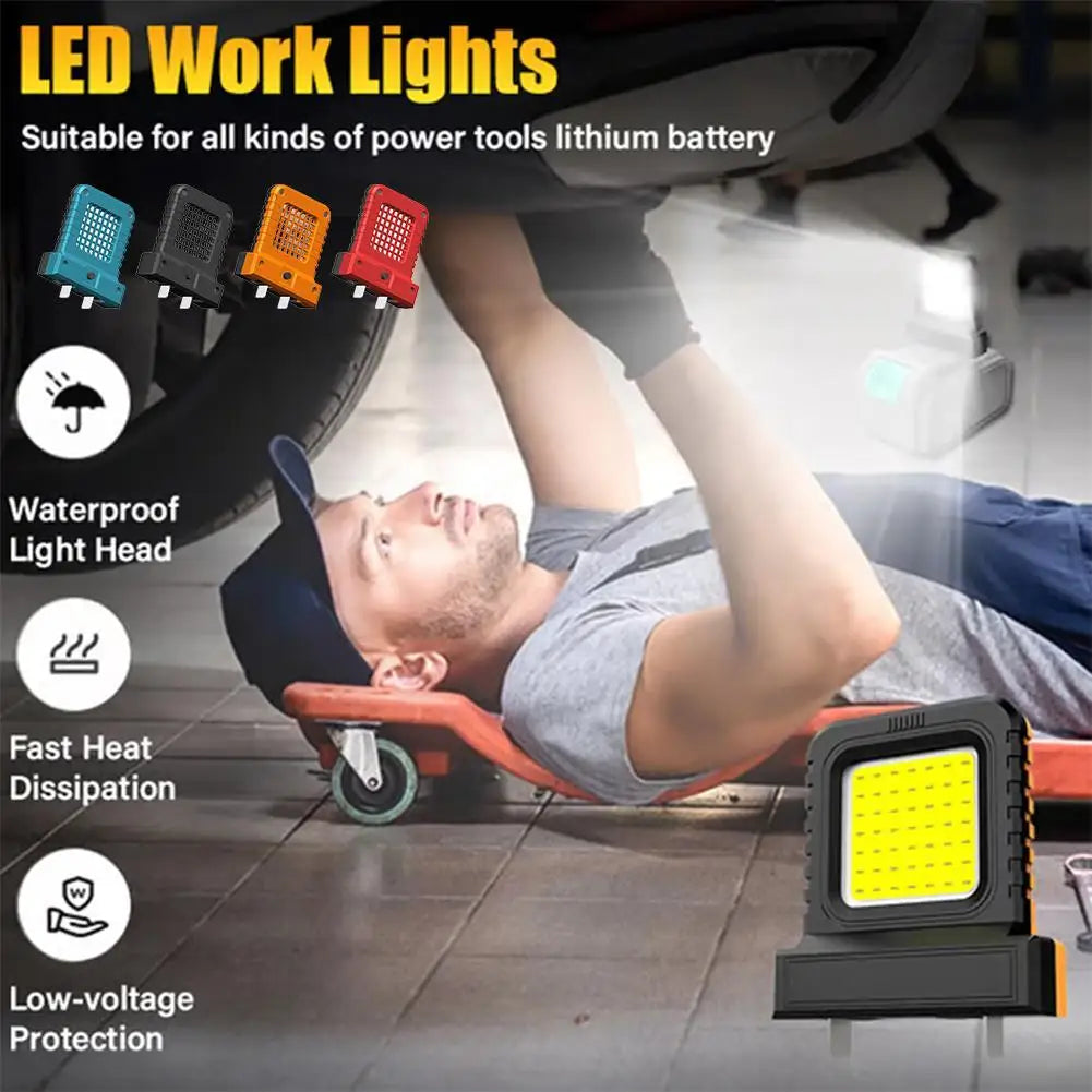 Super Bright LED Work Light Portable Long-Lasting Strong Light Supply for Night Work Light 21V Li-ion Battery Power Tool
