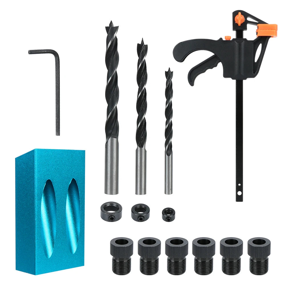 15-Degree Pocket Hole Jig Kit with Drill Bit Set, 7/14/15-Piece