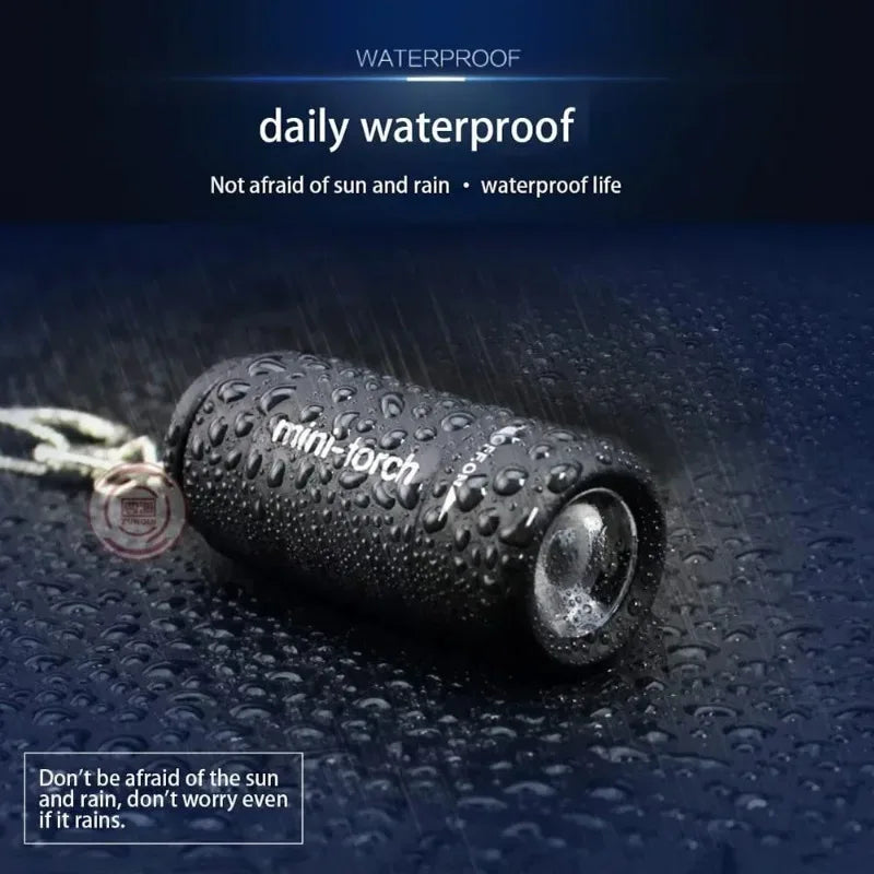 Pocket Keychain Flashlight Waterproof Outdoor Hiking Camping Mini FlashlightUSB Rechargeable LED Multifunctional Strong Light