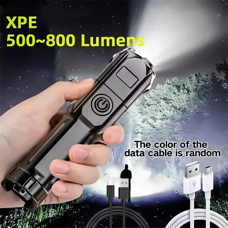 Compact USB-Rechargeable Zoom LED Flashlight