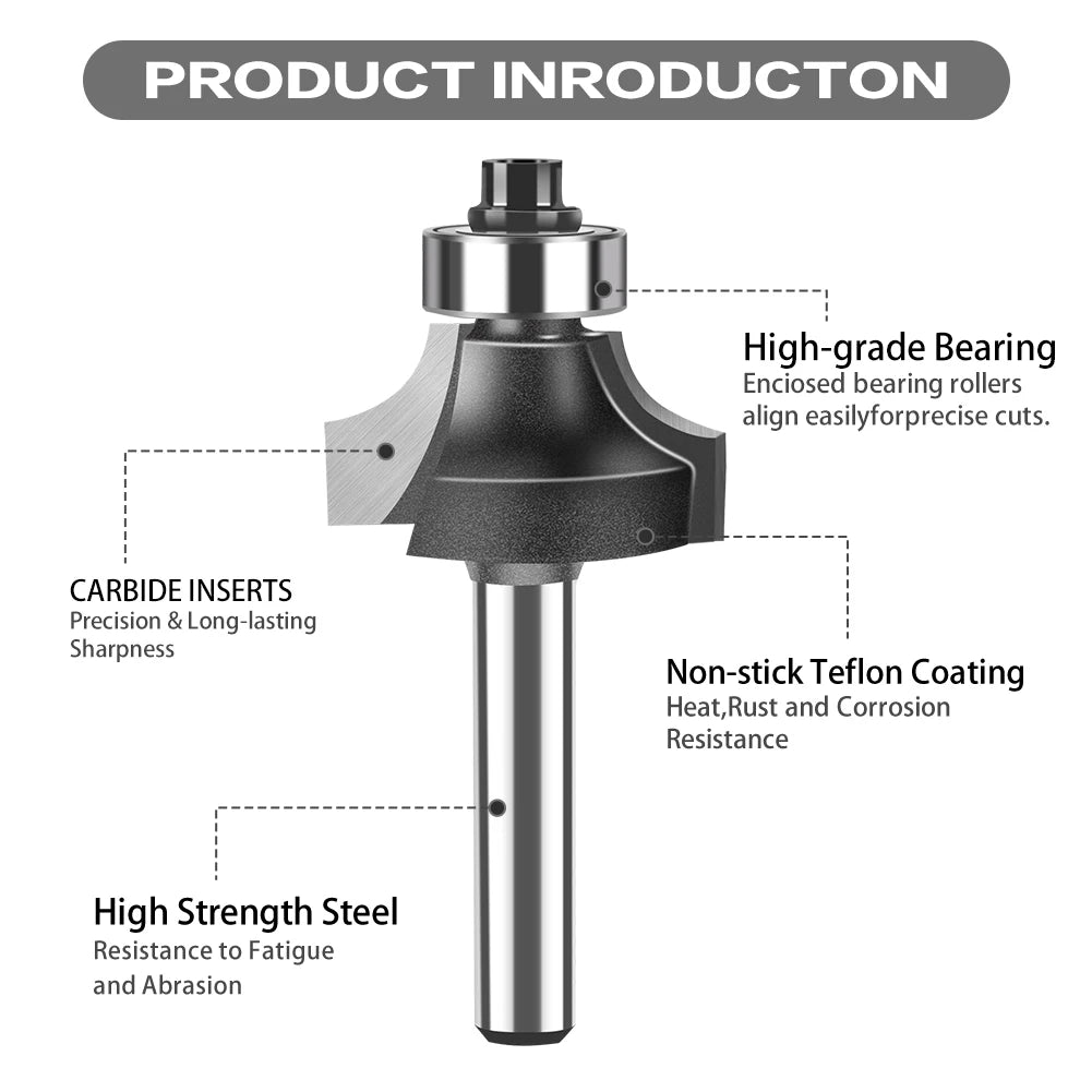 1/4" & 1/2" Shank Round Router Bit – Woodworking Milling Cutter