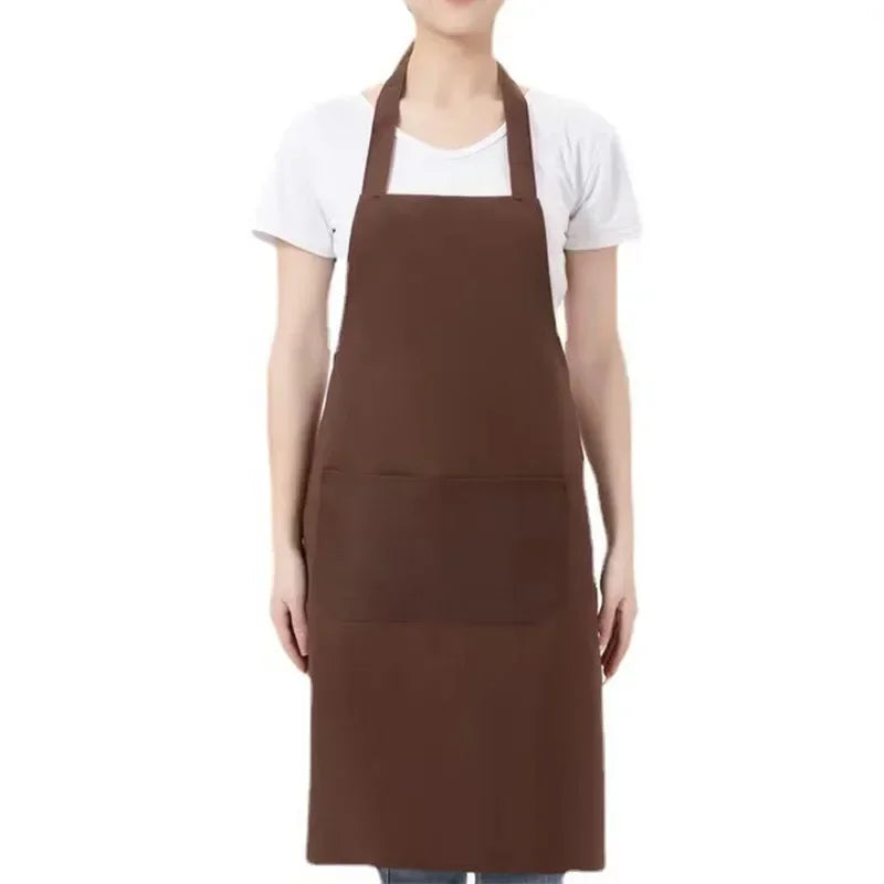 Adjustable Cooking Apron Unisex Household Solid Color Chef Waiter Barbecue Hairdresser Adult Pocket Apron Kitchen Supplies Tool